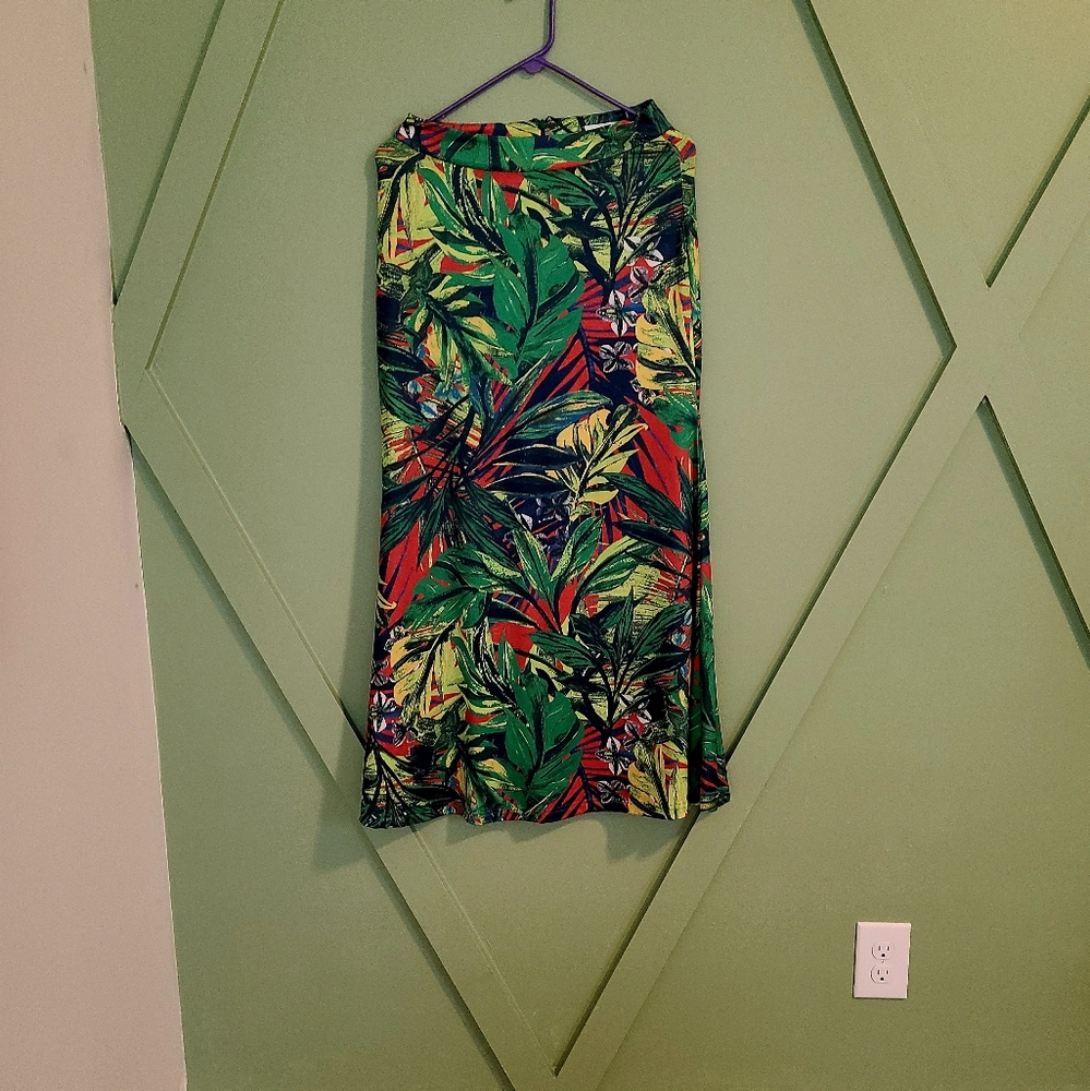 Tropical maxi skirt with back zip